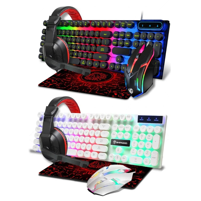 Gaming Bundle: Keyboard + Mouse + Mousepad + Headset Combo | Mechanical Feeling for Gamers