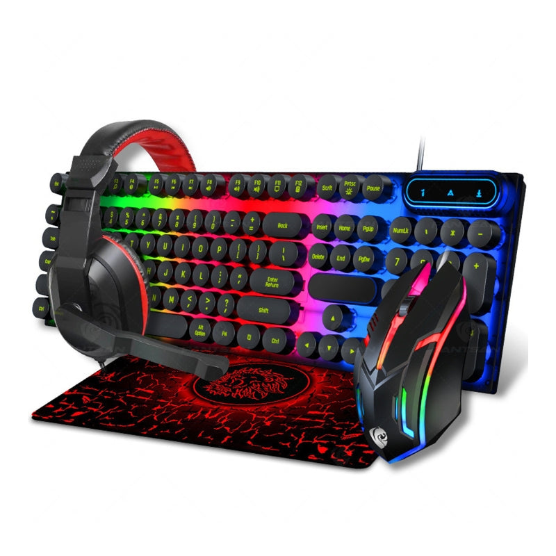 Gaming Bundle: Keyboard + Mouse + Mousepad + Headset Combo | Mechanical Feeling for Gamers